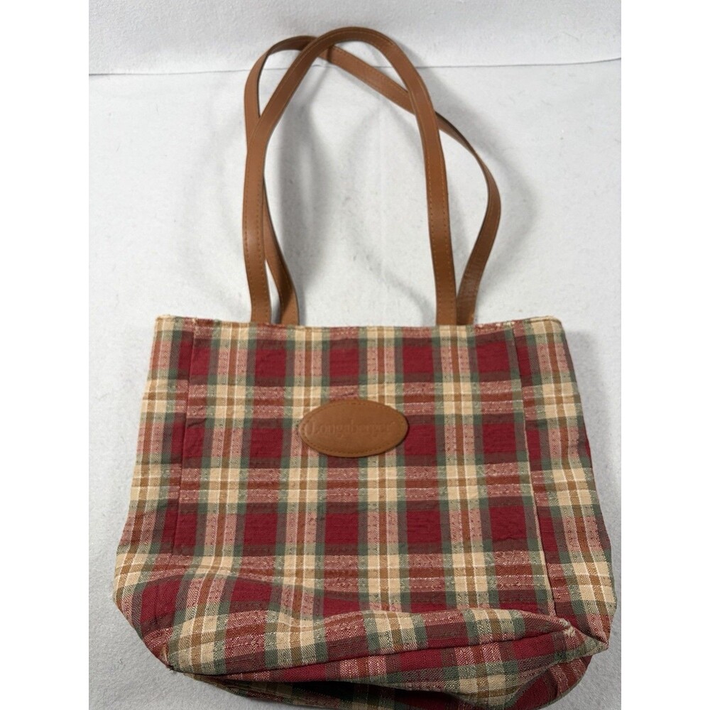 Vintage Longaberger Plaid Tote/Purse Shoulder Strap 2 Interior Pockets USA